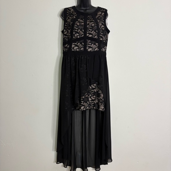 Night Way Collections Black and Nude High-Low Dress - Size: 14 - NWOT - Picture 1 of 13